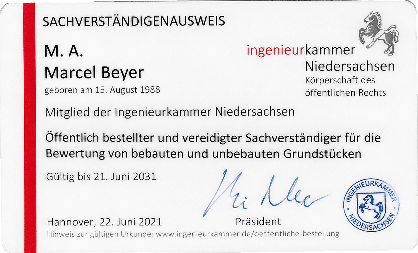 Sachverständigenausweis Marcel Beyer